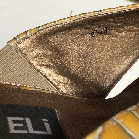 Vaneli Faux Gold Crocodile Reptile Snakeskin Patent Wedge High Heel Sandal 8.5 N - Picture 14 of 14